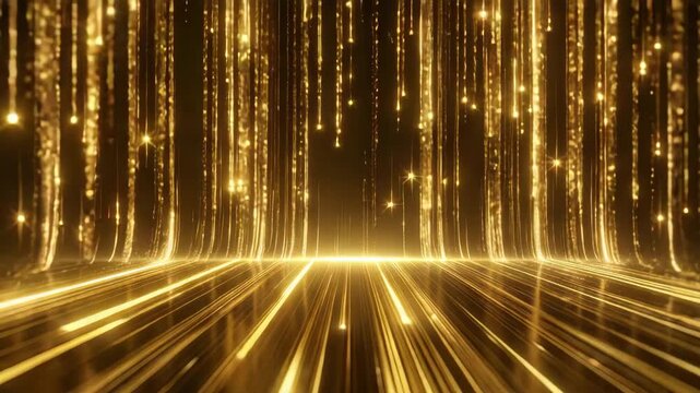 Golden paths of light dance through the darkness, creating a mesmerizing display of illumination. The abstract artwork creates a sense of wonder, inspiration, and limitless possibilities.