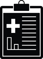 Obraz premium Medical clipboard with patient chart and pen silhouette