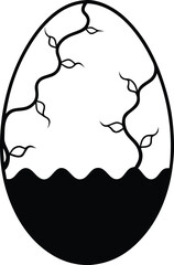 Cracked Egg Frame with Vines Growing from Fractures