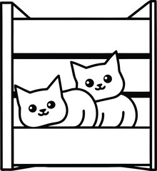 Fototapeta premium Find the Kittens Hiding Inside a Bookshelf Drawing Game