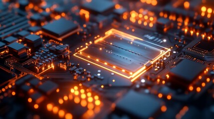 Fototapeta premium Exploring semiconductor nano components in detail a focused analysis of advanced technologies in a laboratory environment from a close-up perspective