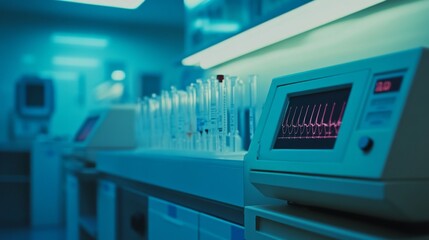 Analyzing blood gas levels medical blood gas analyzer clinical laboratory medical equipment healthcare environment close-up view diagnostic tool