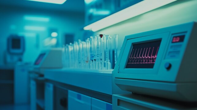 Analyzing blood gas levels medical blood gas analyzer clinical laboratory medical equipment healthcare environment close-up view diagnostic tool