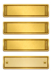 Obraz premium A vintage golden banner design set with blank gold bars, ideal for web icons, business tags, and decorative frames