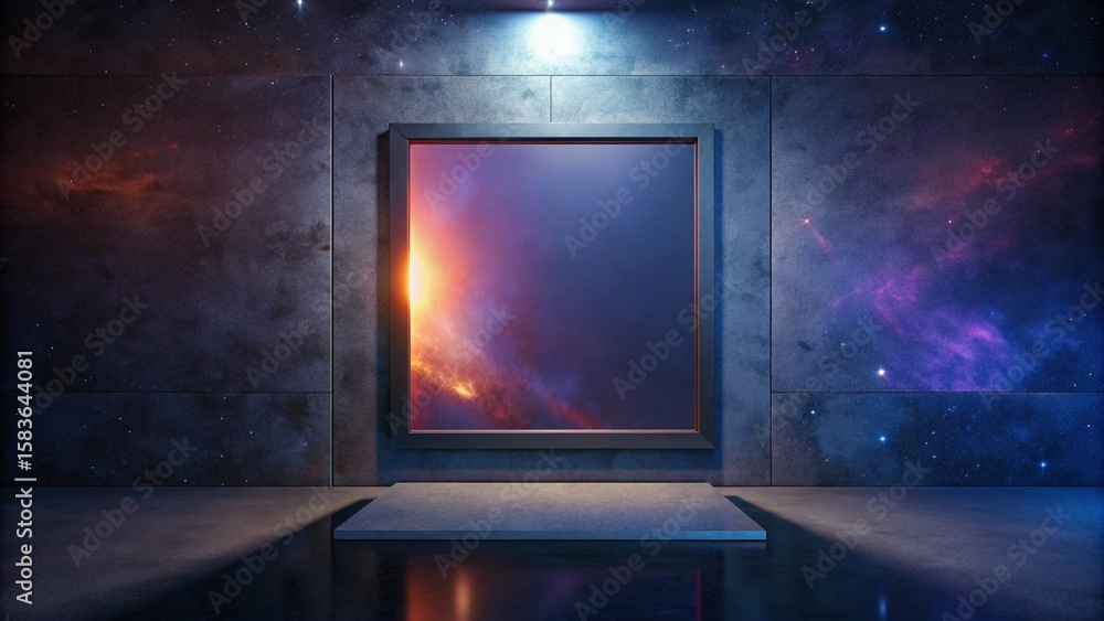 Poster minimalist aesthetic: blank canvas frame centered on wall with negative space