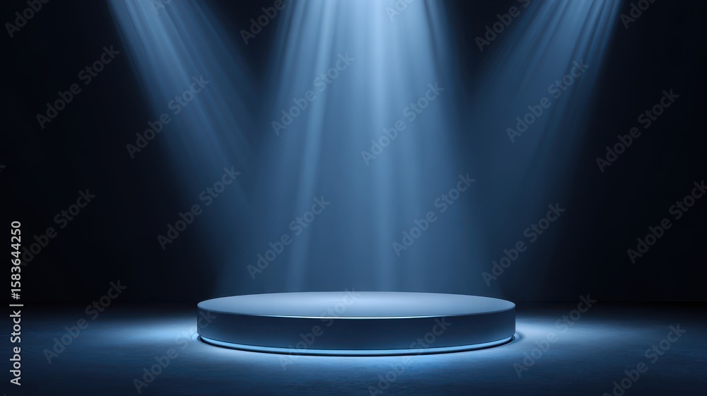 Poster stunning photo of dark blue stage podium 3d background product platform of empty scene presentation 
