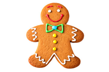 "Festive Gingerbread Cookie with Colorful Icing Decorations"
