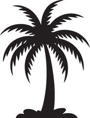 Simple black silhouette of a palm tree on a white background