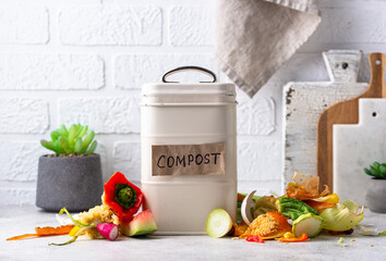 Vegetable waste for making compost. Zero waste concept