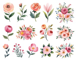 Floral arrangements watercolor painting flowers pink