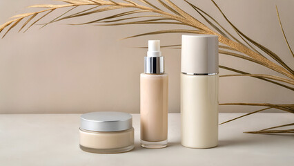 bottle of perfume and cosmetic brush