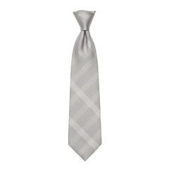 Silver diagonal striped necktie, knotted, formal wear accessory