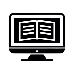 Online Learning Screen Icon Vector Illustration