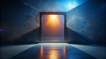 Minimalist Aesthetic: Blank Canvas Frame Centered on Wall with Negative Space
