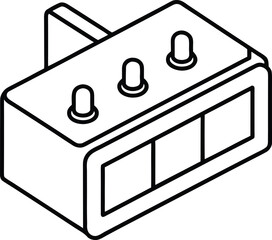 Fototapeta premium Flat Fuse Box Icon with Switches in Outline Style
