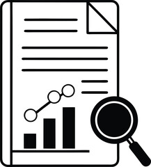 Flat Report Document with a Chart and Magnifying Glass