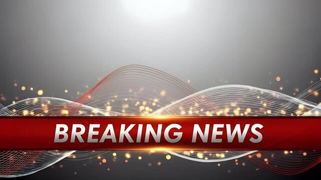 Lower third banner with BREAKING NEWS title on animated lines background