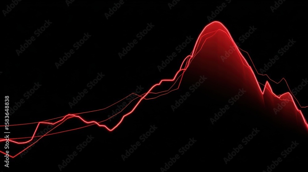 Poster abstract visual of red data lines on black background, representing statistics or digital analytics 