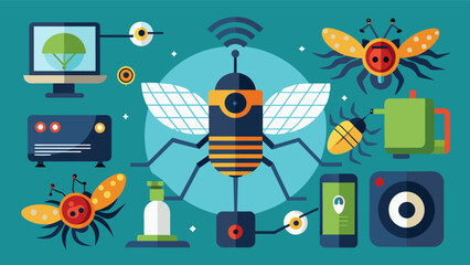 An AIpowered pest detection and control system that uses cameras and sensors to monitor and eliminate pests.. Vector illustration