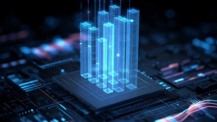 Digital Data Visualization: A striking visualization of data processing and analysis, rendered in vibrant blues, highlighting the complexities of technology. - Powered by Adobe