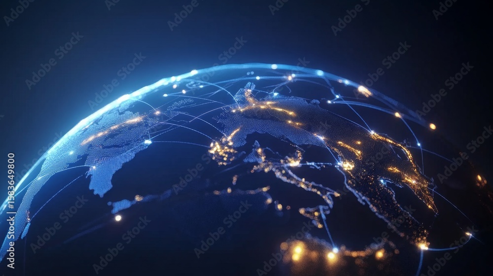 Aufkleber exploring the luminous connections of a futuristic globe global network digital visualization high-t