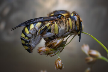 sleeping bee on a flower