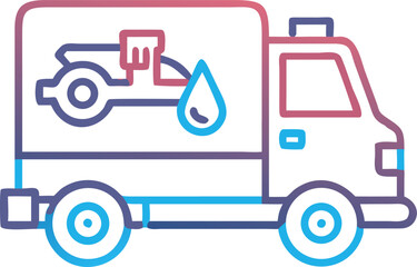 plumber truck vector icon on white or transparent background. plumbing tools. Editable and Printable sticker.