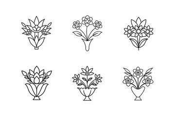Fototapeta premium floral centerpiece line art vector illustration