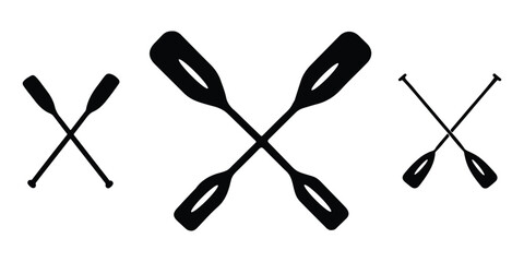 Crossed paddle icons set for kayaking, canoeing and water sport vector designs.