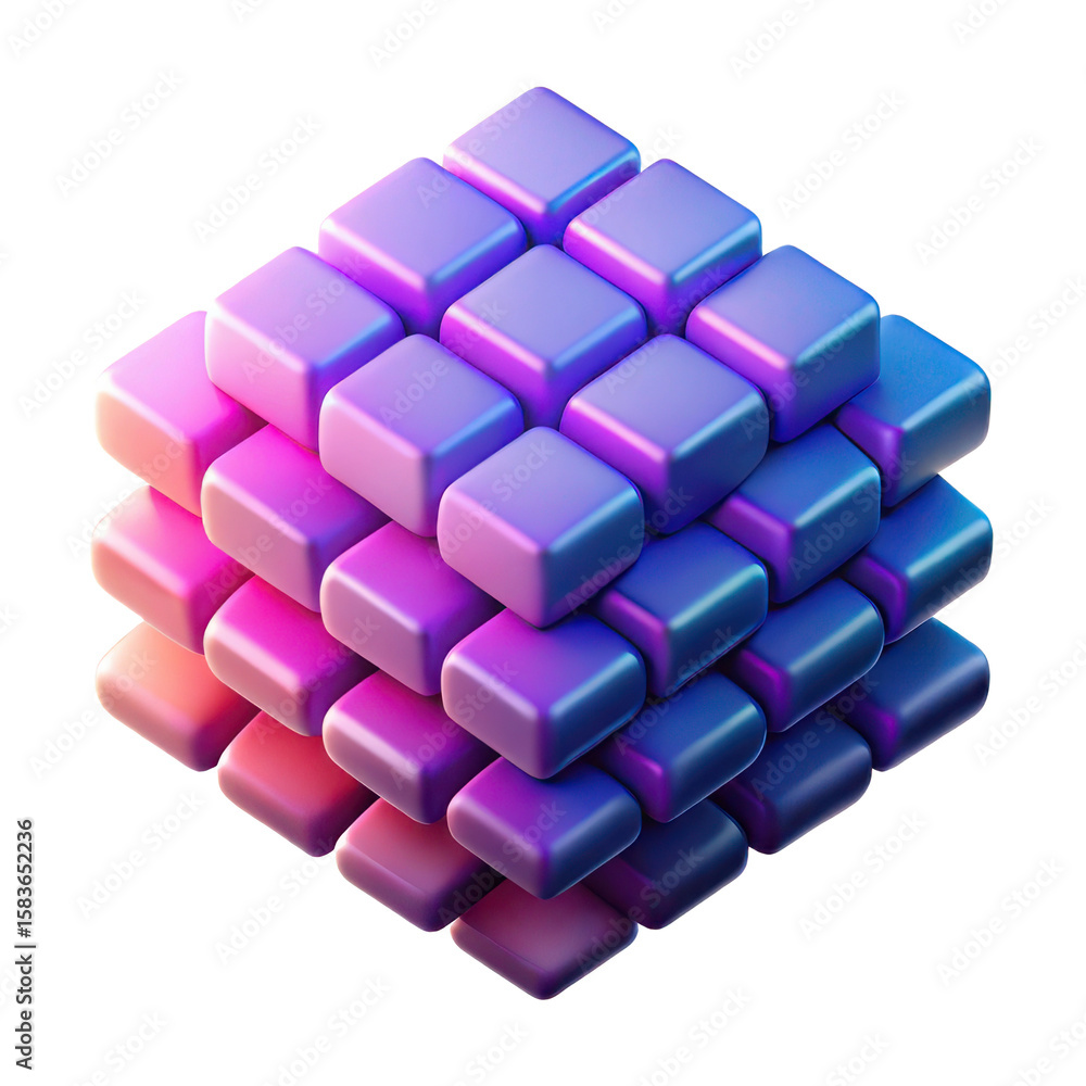 Poster abstract cube design with gradient colors modern art rendering geometric shape background for graphi