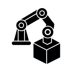 Robotic Arm Holding Data Cube Icon Vector Illustration