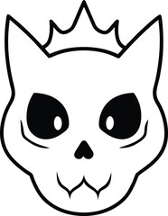Grumpy Cat Skull with a Cracked Crown and Fireball Eyes