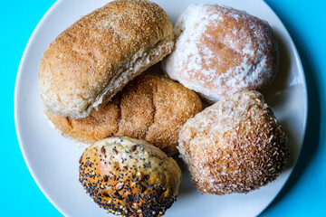 Selection Or Group Of Baked Mixed Mini Bread Rolls