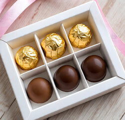 Assorted Chocolate Gift Box with Pink Ribbon