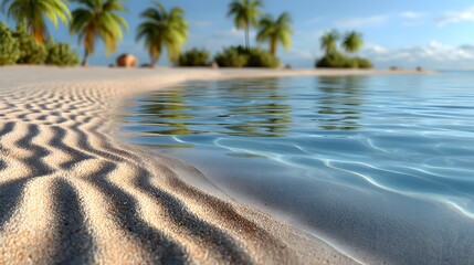 Tropical beach with palm trees and clear blue water