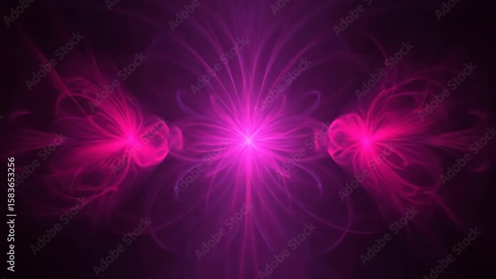 Poster pulsating abstract pink lines forming symmetrical geometric patterns