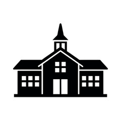 School Building Silhouette Logo Vector Illustration