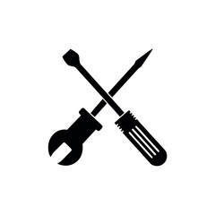 Screw and Screwdriver Logo Icon Vector Illustration