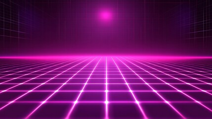 Pink gridded futuristic landscape