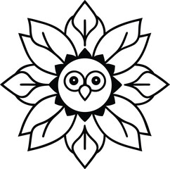 Layered Owl Mandala with Feathers Shaped in Fractals