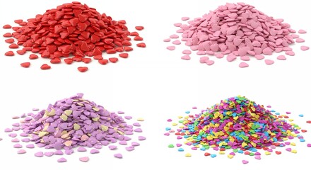 Assorted colorful heart shaped sprinkles