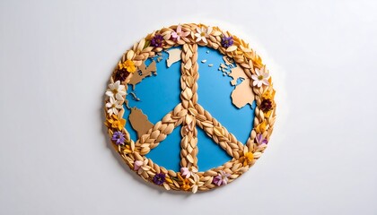 Peace symbol, Earth, floral wreath