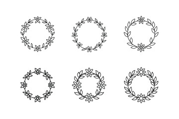 Obraz premium floral wreath icon line art vector illustration