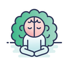 Calm brain outline vector icon on white background