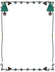 Christmas Doodle Border Frame. Hand-Drawn Black Line Borders. winter holiday Border Frame. Xmas Frames. Perfect for invitations, worksheets, weddings, and printable projects. © Mutceestudio