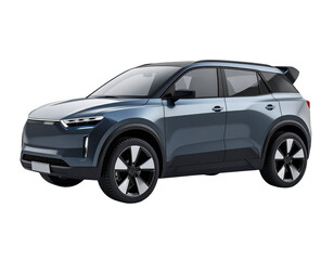 Side Profile of Electric Crossover SUV with Glossy Finish and Hidden Door Handles, White Background PNG
