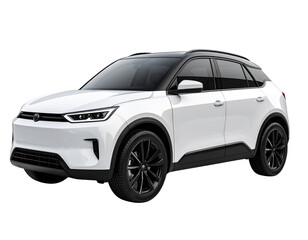 Obraz premium Side Profile of Electric Crossover SUV with Glossy Finish and Hidden Door Handles, White Background PNG (2)