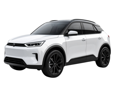 Side Profile of Electric Crossover SUV with Glossy Finish and Hidden Door Handles, White Background PNG (2)