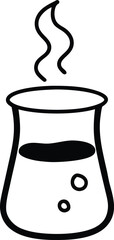 Medical Beaker with Liquid and Steam in a Cartoon Vector