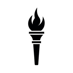 Torch with Flame Logo Icon Vector Illustration